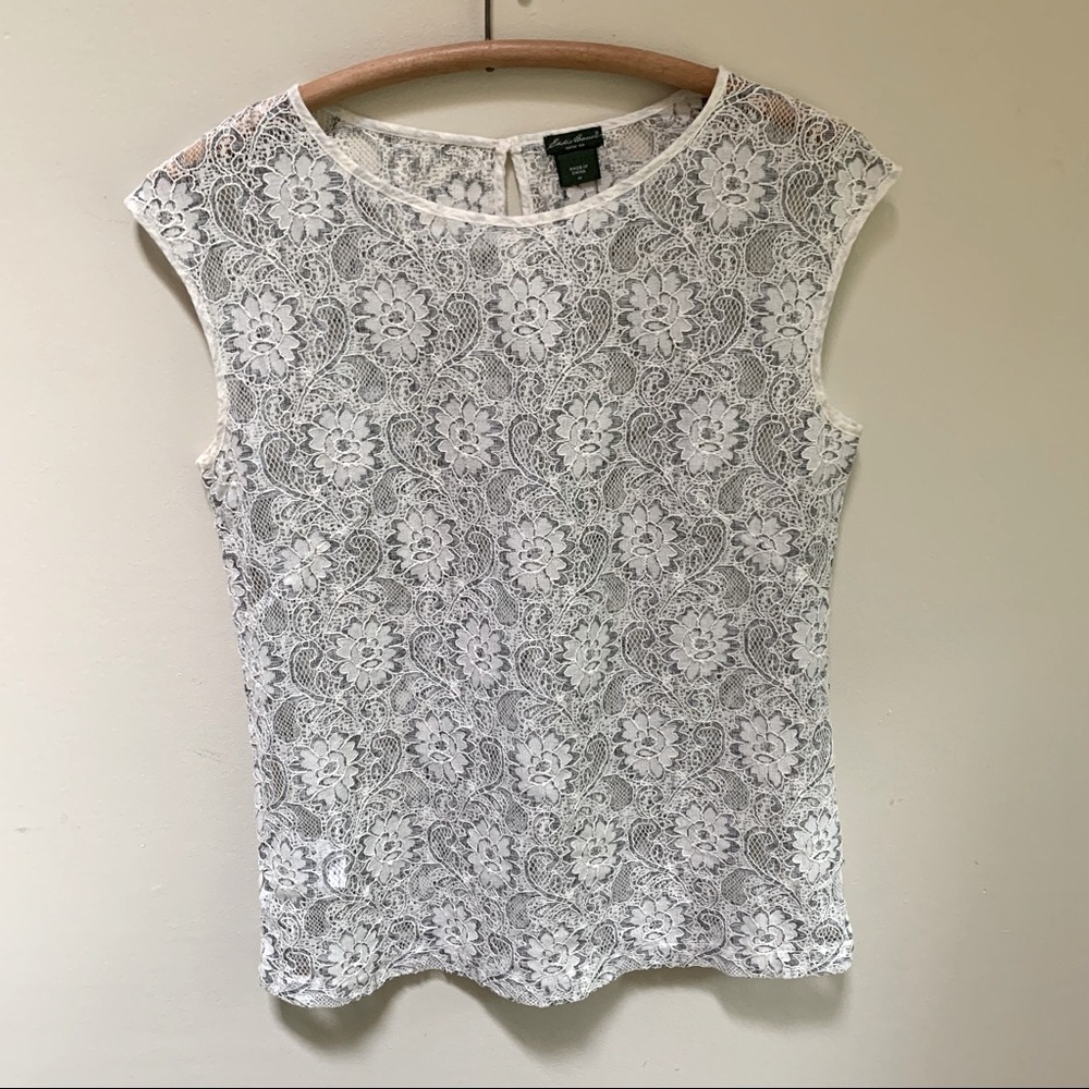 Eddie Bauer Sleeveless Sheer Lace Top
